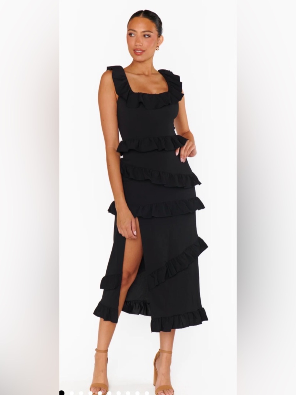 Show Me Your MuMu Black Ruffle Midi Dress
